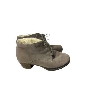 Reiker Tan Leather Suede Lace Up Booties Women's Size 41 10